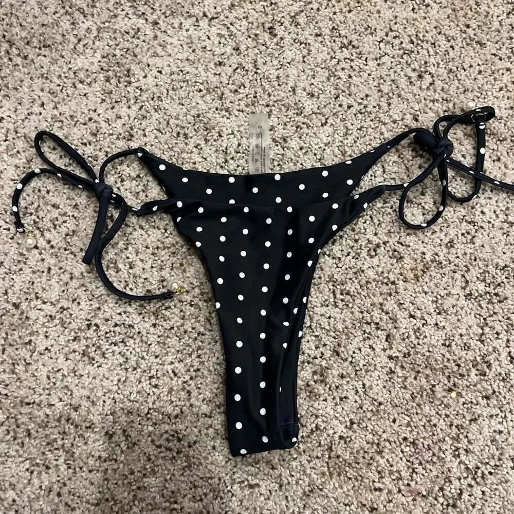 Black Polka Dot Brazilian Bikini Bottom